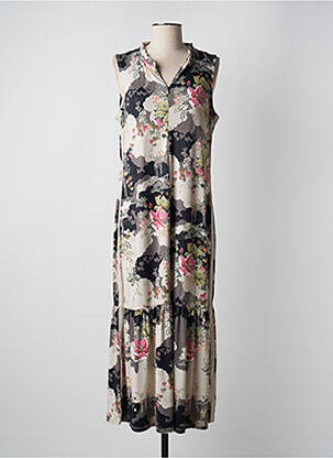 Rochie lungă imprimeu floral fără mâneci bej K-DESIGN femeie