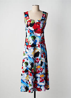 Rochie midi imprimeu floral fără mâneci albastru DOLCEZZA femeie