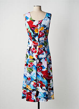 Rochie midi imprimeu floral fără mâneci albastru DOLCEZZA femeie