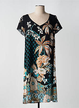 Rochie midi imprimeu floral mâneci scurte negru BARANDI femeie