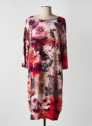 Rochie midi imprimeu floral mâneci 3/4 roșu ELEONORA AMADEI femeie