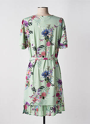 Rochie midi imprimeu floral mâneci scurte verde K-DESIGN femeie