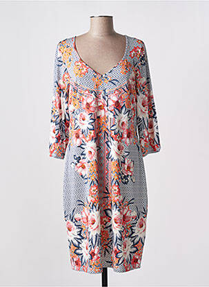 Rochie midi imprimeu floral mâneci 3/4 albastru K-DESIGN femeie