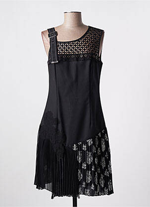 Rochie midi imprimeu floral fără mâneci negru LESLIE femeie