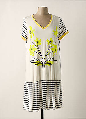 Rochie midi mâneci scurte mâneci scurte galben POUPEE CHIC femeie