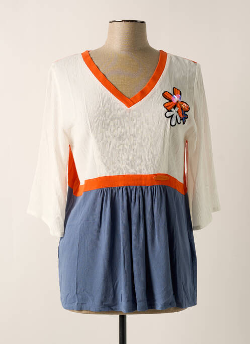 Tunică mâneci lungi țesătură crep portocaliu POUPEE CHIC femme