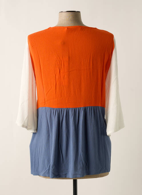 Tunică mâneci lungi țesătură crep portocaliu POUPEE CHIC femme
