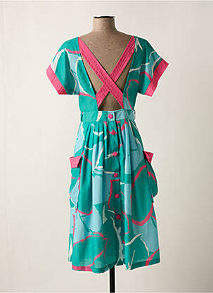 Rochie midi imprimeu fantezie mâneci scurte verde LILI SIDONIO femeie