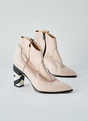 Botine/ghete material neted toc de 7 la 9 cm roz TANYA HEATH femeie