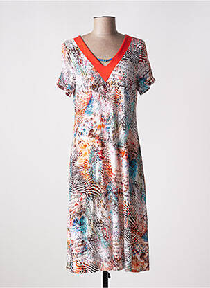 Rochie midi mâneci scurte mâneci scurte portocalie MASSANA femeie