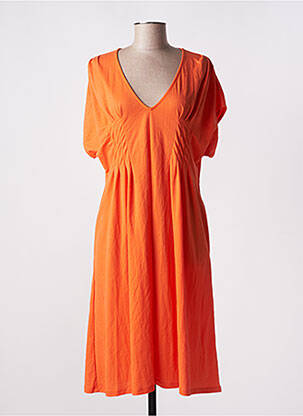 Rochie midi mâneci scurte mâneci scurte portocalie SCORZZO femeie