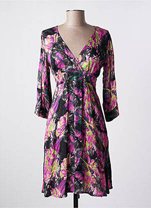 Rochie midi imprimeu floral mâneci lungi roz FLIRT COLLECTION femeie