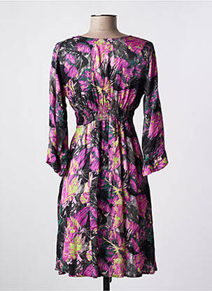 Rochie midi imprimeu floral mâneci lungi roz FLIRT COLLECTION femeie