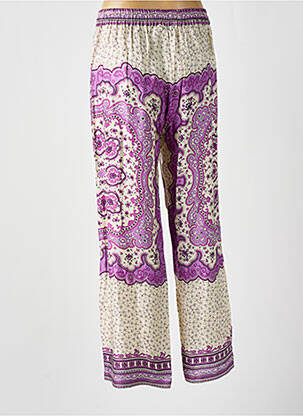 Pantalon larg țesătură poplin talie înaltă violet BELLA JONES femeie