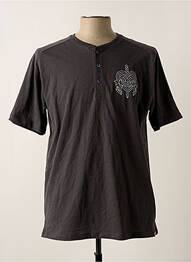 Tricou broderie mâneci scurte gri TOURIST LEMC homme