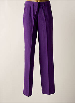 Pantalon drept închidere cu fermoar sub clapetă cu cârlig violet JJXX femeie