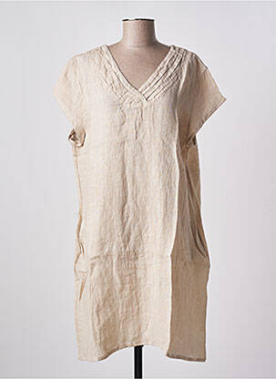 Rochie midi mâneci scurte mâneci scurte bej ALEXANDRE LAURENT femeie