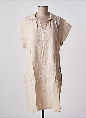Rochie midi mâneci scurte mâneci scurte bej ALEXANDRE LAURENT femeie