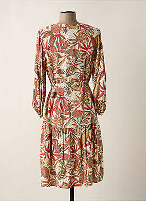Rochie midi imprimeu floral mâneci 3/4 bej GARCIA femeie