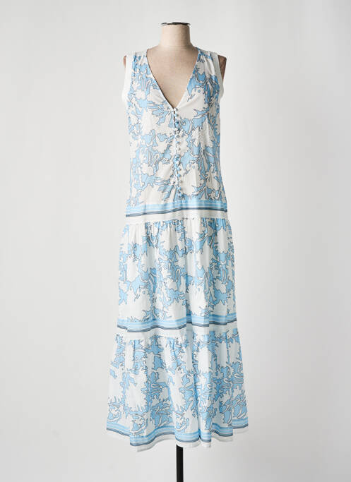 Rochie lungă imprimeu fantezie fără mâneci albastru FUEGO WOMAN femme