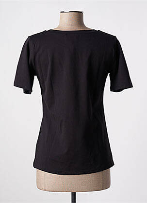 Tricou serigrafie cu strasuri mâneci scurte negru LEO & UGO femeie