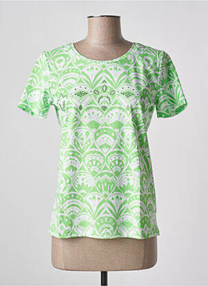 Tricou imprimeu fantezie mâneci scurte verde LEO & UGO femeie