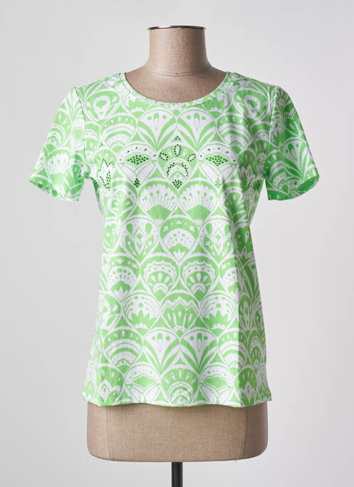 Tricou imprimeu fantezie mâneci scurte verde LEO & UGO femme
