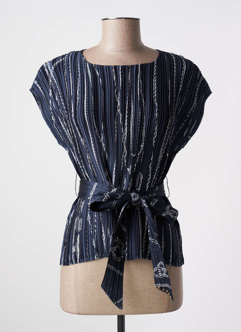 Top elasticitate mâneci scurte albastru LEO & UGO femme