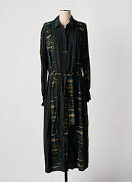 Rochie lungă țesătură poplin mâneci lungi verde PLEASE femeie