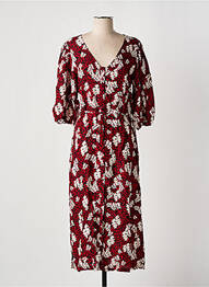 Rochie lungă imprimeu floral mâneci 3/4 roșu GRACE & MILA femeie