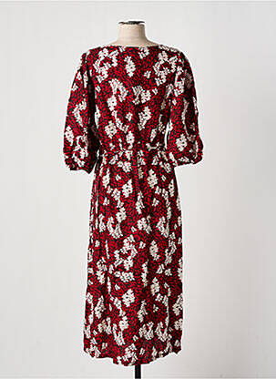Rochie lungă imprimeu floral mâneci 3/4 roșu GRACE & MILA femeie