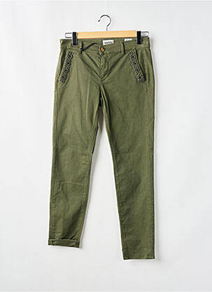 Pantalon chino închidere cu fermoar sub clapetă cu nasturi mărime normală verde HAPPY femeie