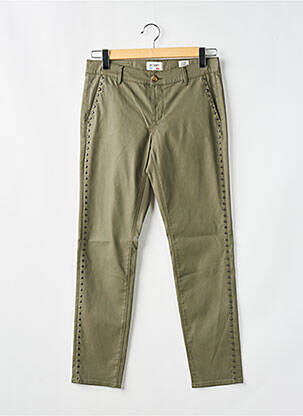 Pantalon chino închidere cu fermoar sub clapetă cu nasturi mărime normală verde HAPPY femeie
