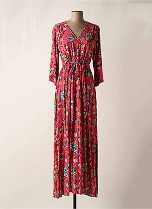 Rochie lungă imprimeu floral mâneci 3/4 roz LA FIANCEE DU MEKONG femeie