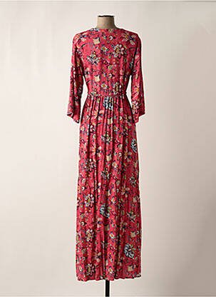 Rochie lungă imprimeu floral mâneci 3/4 roz LA FIANCEE DU MEKONG femeie