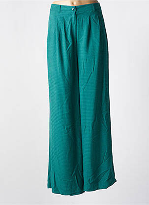Pantalon larg țesătură poplin talie înaltă verde KING LOUIE femeie