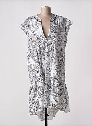 Rochie midi imprimeu floral mâneci scurte alb B.YU femeie