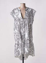 Rochie midi imprimeu floral mâneci scurte alb B.YU femme