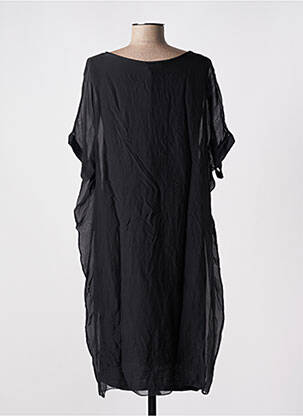 Rochie midi croială fluidă mâneci scurte negru B.YU femeie