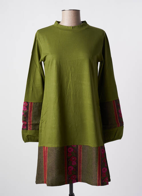 Rochie midi verde NID D'ABEILLE femeie