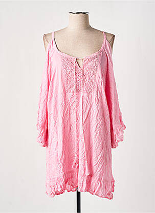 Rochie midi croială fluidă mâneci lungi roz PINK P femeie