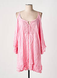 Rochie midi croială fluidă mâneci lungi roz PINK P femme