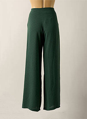 Pantalon larg țesătură crep talie înaltă verde LO! LES FILLES femeie