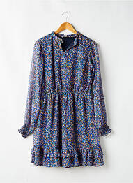 Rochie midi guler rotund mâneci lungi albastru GARCIA fată