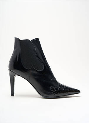 Botine/ghete țesătură satinată toc de 7 la 9 cm negru PERLATO femme