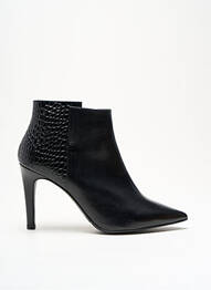 Botine/ghete țesătură satinată toc de 7 la 9 cm negru PERLATO femme