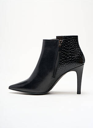 Botine/ghete țesătură satinată toc de 7 la 9 cm negru PERLATO femme