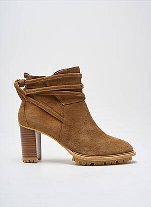 Botine/ghete nubuc toc de 7 la 9 cm maro PHILIPPE MORVAN femeie