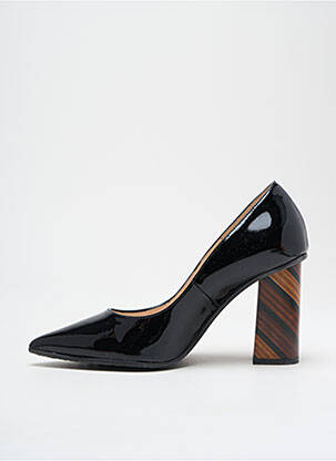 Pantofi cu toc material neted toc de 7 la 9 cm negru LODI femeie
