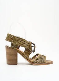 Sandale/pantofi decupați toc pătrat toc de 4 la 6 cm verde LITTLE ...LA SUITE femme